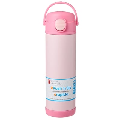 President's Choice Stainless Steel Push-Button Lid Water Bottle - Pink 1 ea, $16.00/1ea