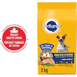 Pedigree Nourriture sèche pour chiens adultes Petits chiens+ Teneur élevée en protéines saveur de poulet et de légumes 2 kg, 0,80 $/100g