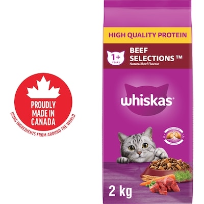 Whiskas Beef Selections Adult Dry Cat Food With Natural Beef Flavour 2 kg, $0.60/100g