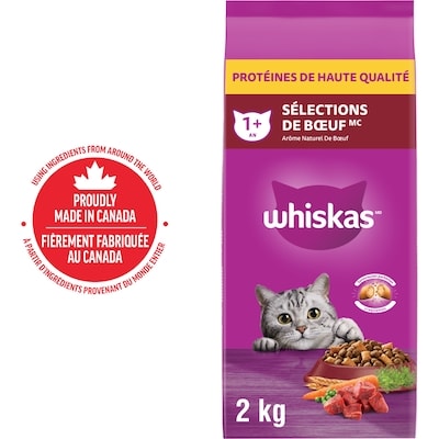 Whiskas Sélections de bœuf nourriture pour chats adultes arôme naturel de bœuf 2 kg, 0,60 $/100g