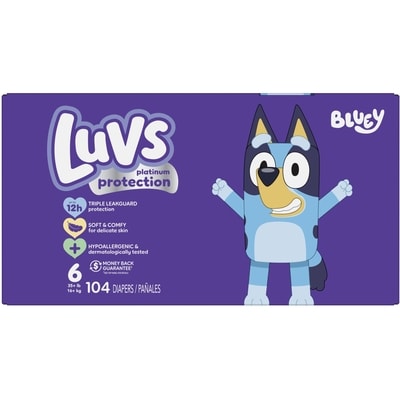 Luvs Couches pour bébés  Protection Platinum, taille 6, 104 couches 104 ea, 0,37 $/1ch