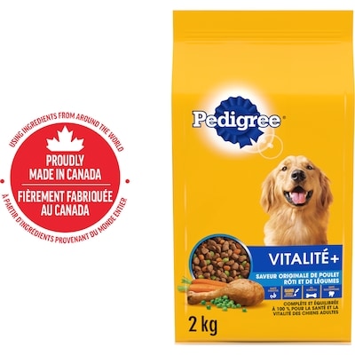 Pedigree Nourriture sèche pour chiens adultes Vitalité+ saveur de poulet rôti et de légumes 2 kg, 0,77 $/100g