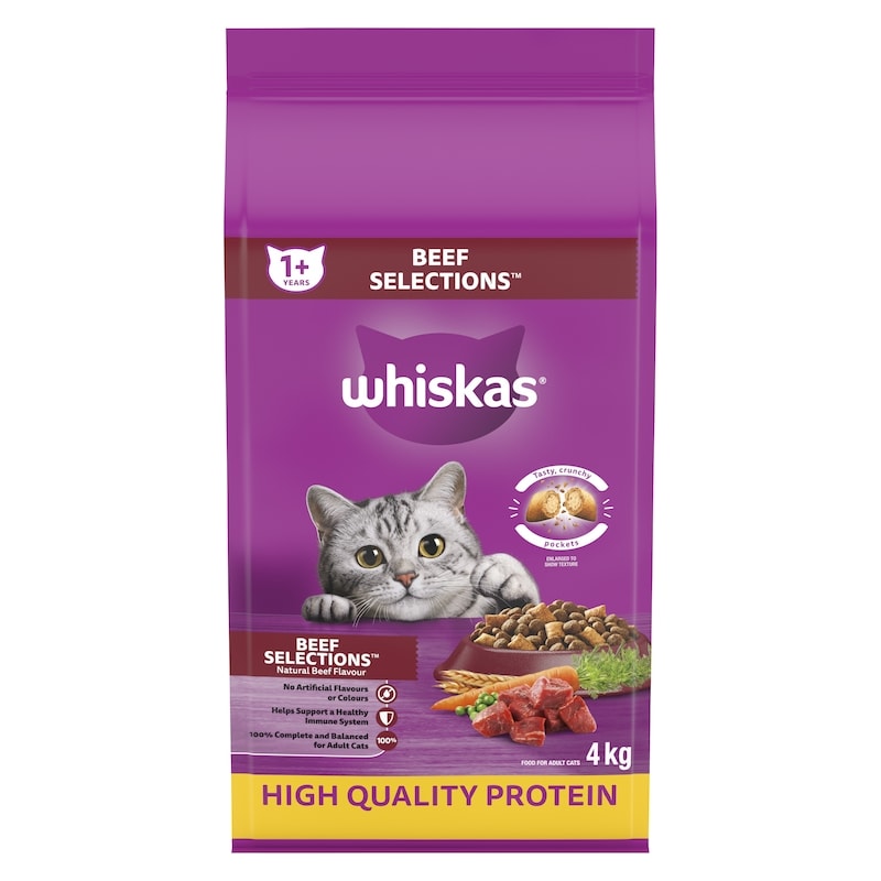 Adult Dry Cat Food Beef Selections With Natural Beef Flavour