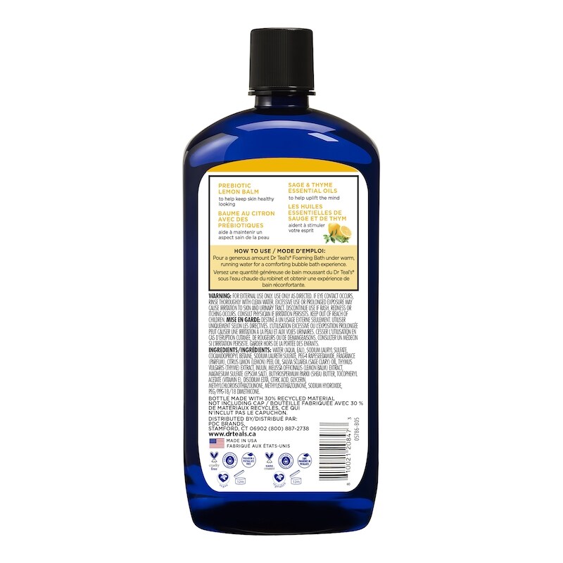 Foaming Bath with Pure Epsom Salt, Prebiotic Lemon Balm and Essential Oils