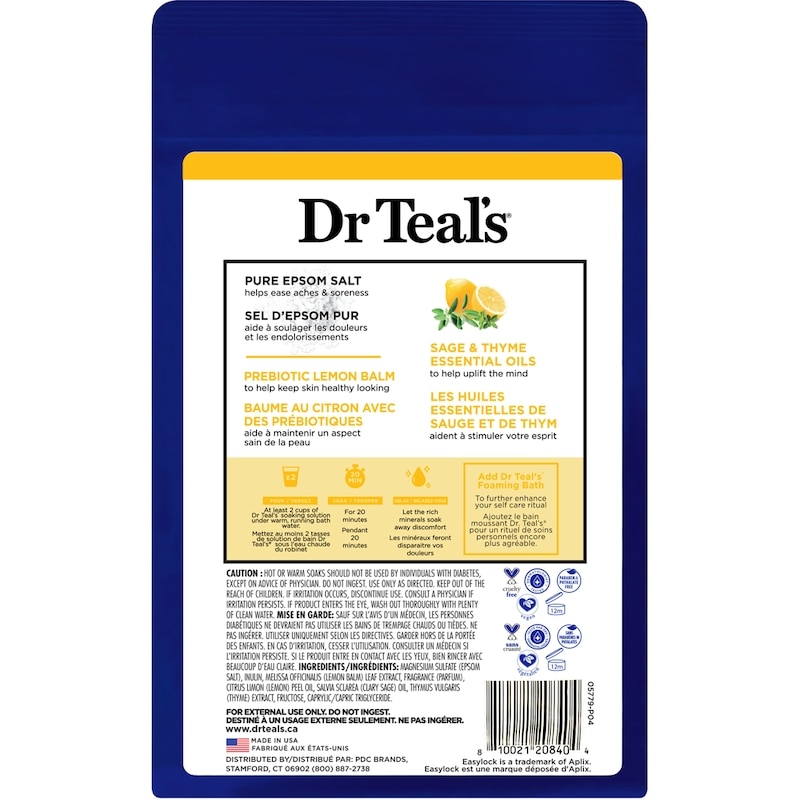 Salt Soak with Pure Epsom Salt, Prebiotic Lemon Balm