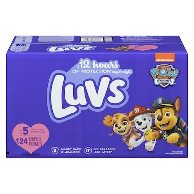 Luvs Couches pour bébés  Protection Platinum, taille 5, 124 couches 124 ea, 0,31 $/1ch