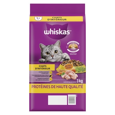 Nourriture sèche pour chats d'intérieur avec poulet véritable