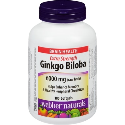 Webber Naturals Ginkgo Biloba 6000 Mg Raw Herb Extra Strength 180 ea, $0.16/1ea
