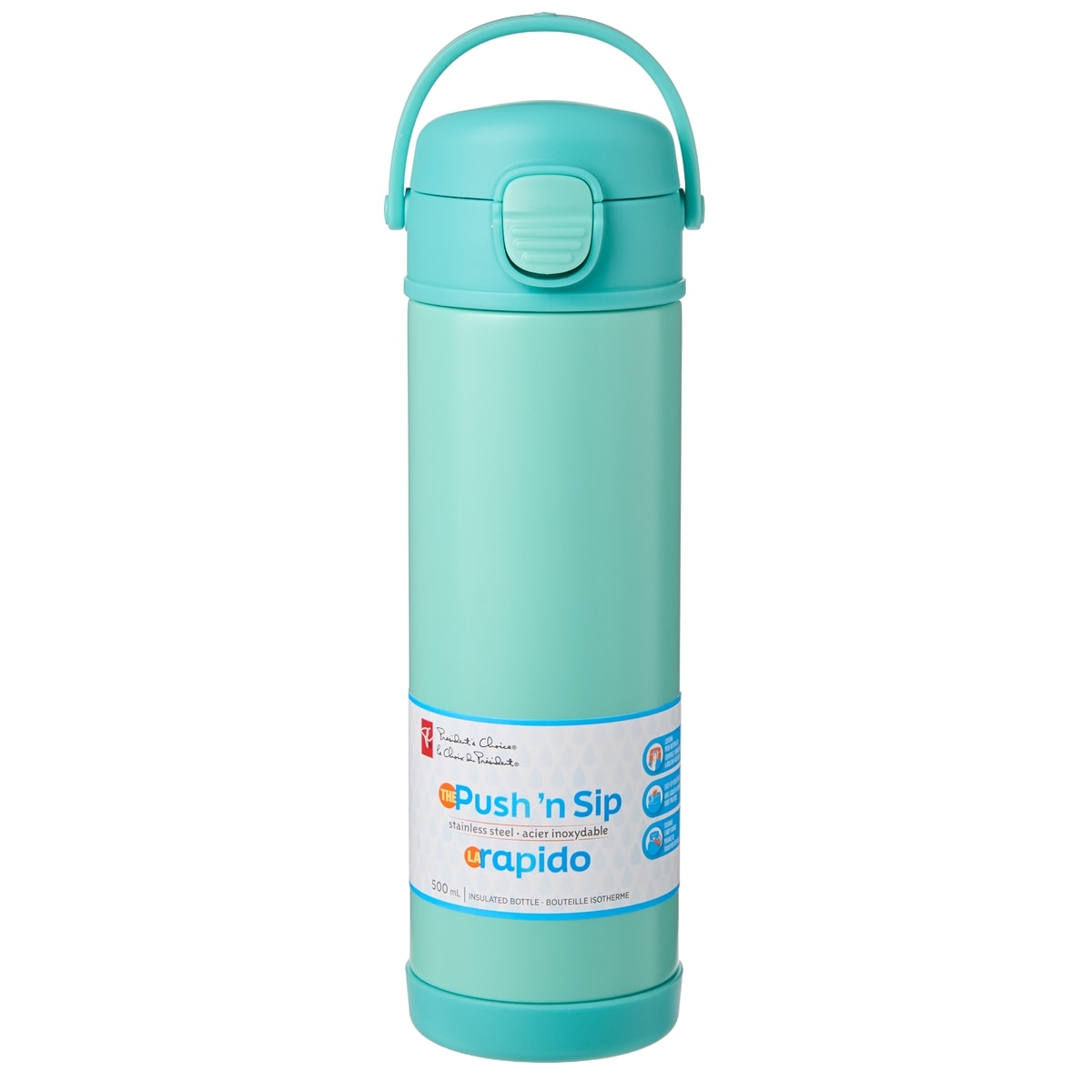 President's Choice The Push'n Sip Bottle - Teal - 500 mL/17 oz