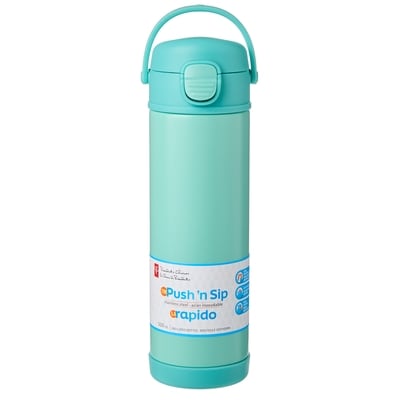 President's Choice Stainless Steel Push-Button Lid Water Bottle - Teal 1 ea, $16.00/1ea
