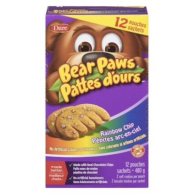 Pattes d’ours Biscuits tendres pépites arc-en-ciel 480 g, 1,31 $/100g