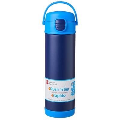 President's Choice Stainless Steel Push-Button Lid Water Bottle - Blue 1 ea, $17.00/1ea