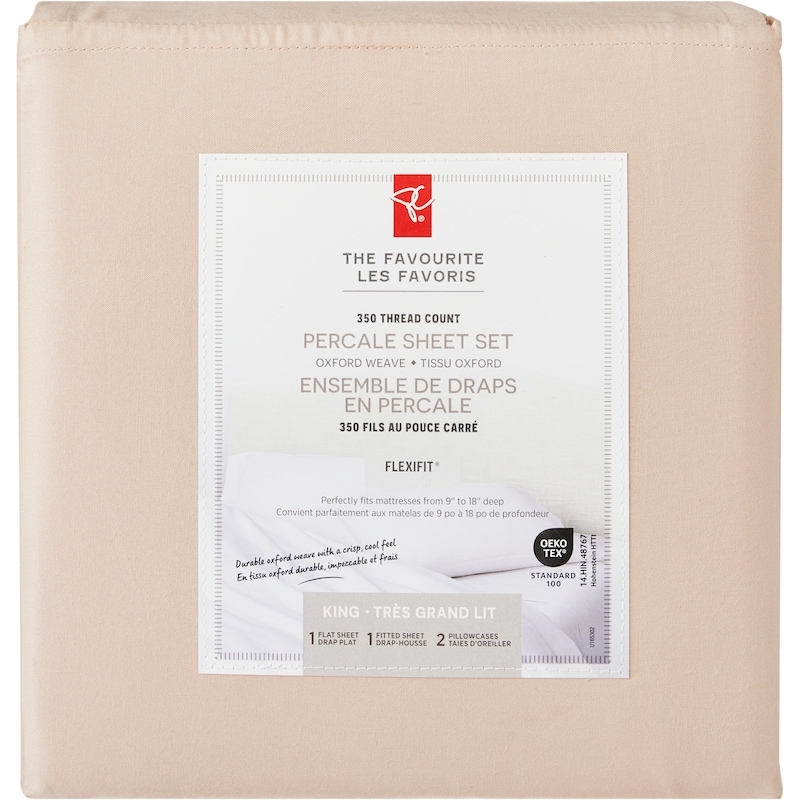 King Percale Cotton Sheet 4 Piece Set - Blush