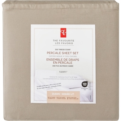 President's Choice Queen Percale Cotton Sheet 4 Piece Set - Fog 1 ea, $70.00/1ea