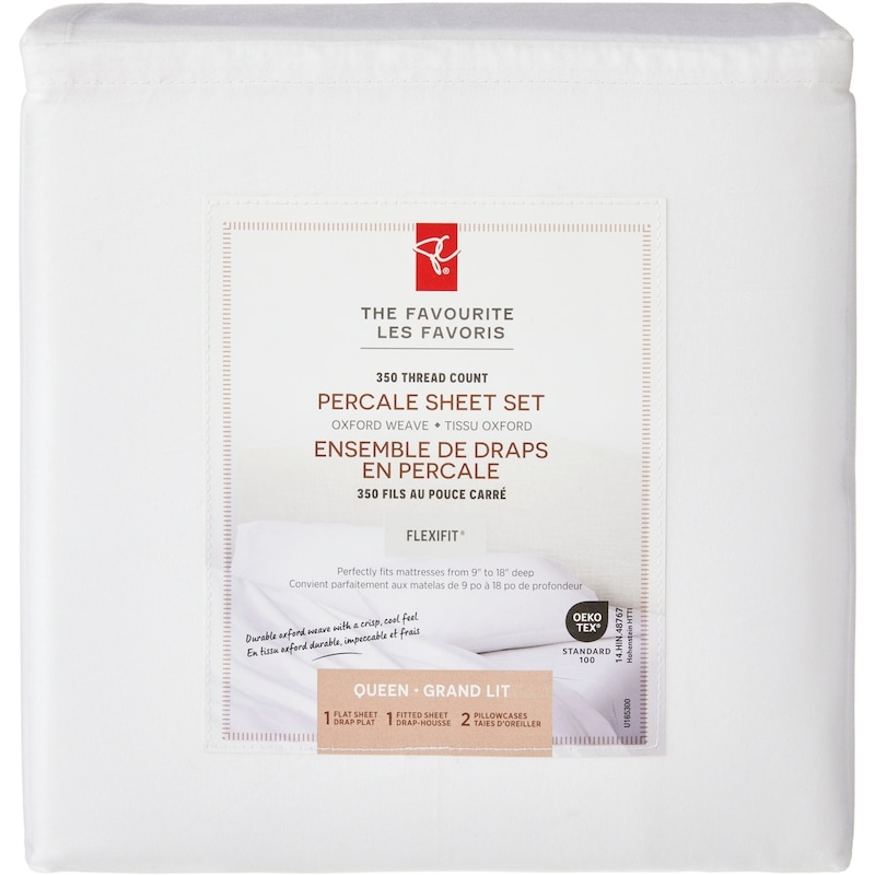 Queen Percale Cotton Sheet 4 Piece Set