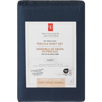 President's Choice Double Percale Cotton Sheet 4 Piece Set 1 ea, $60.00/1ea