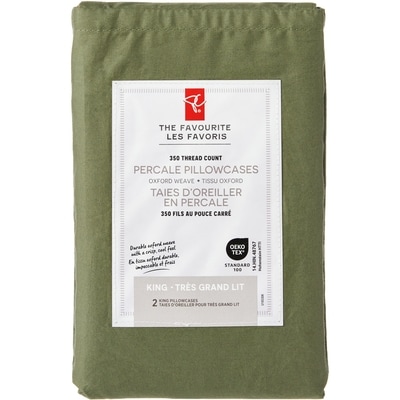 le Choix du Président Ensemble de taies d’oreiller 2 pièces en percale pour très grand lit 1 ea, 15,00 $/1ch