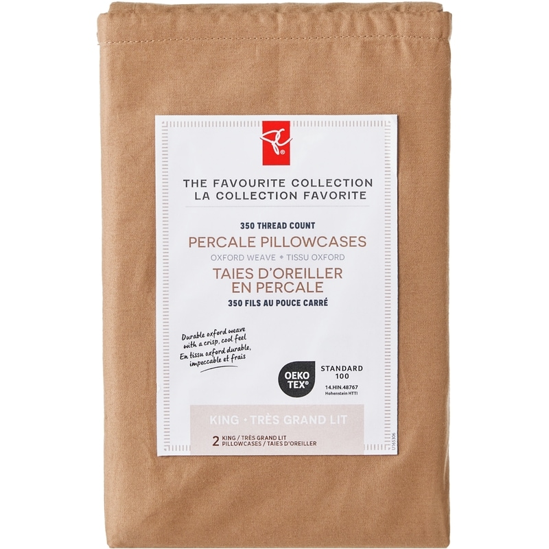 King Percale Pillowcases 2 Piece Set - Hazelnut