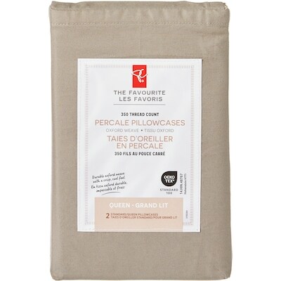 le Choix du Président Ensemble de taies d’oreiller 2 pièces en percale pour grand lit 1 ea, 12,00 $/1ch