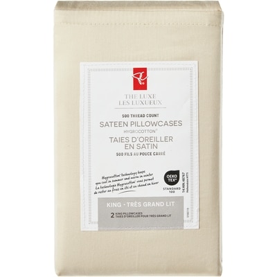 le Choix du Président Ensemble de taies d’oreiller 2 pièces en satin HygrocottonMD pour très grand lit 1 ea, 18,00 $/1ch