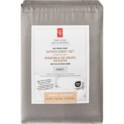 le Choix du Président Ensemble de draps 4 pièces en satin HygrocottonMD pour lit double  – charbon de bois 1 ea, 52,00 $/1ch