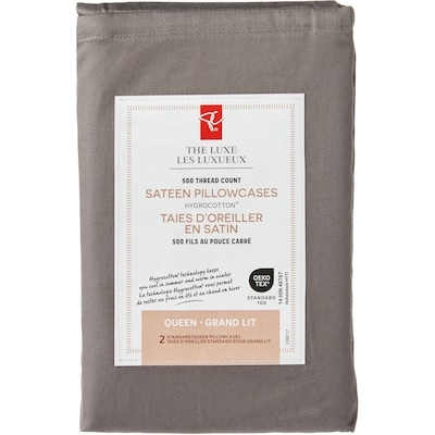 le Choix du Président Ensemble de taies d’oreiller 2 pièces en satin HygrocottonMD pour grand lit 1 ea, 15,00 $/1ch