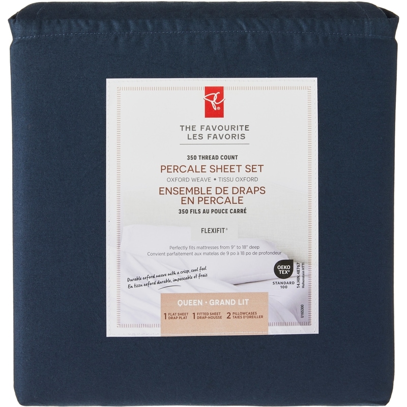 Queen Percale Cotton Sheet 4 Piece Set