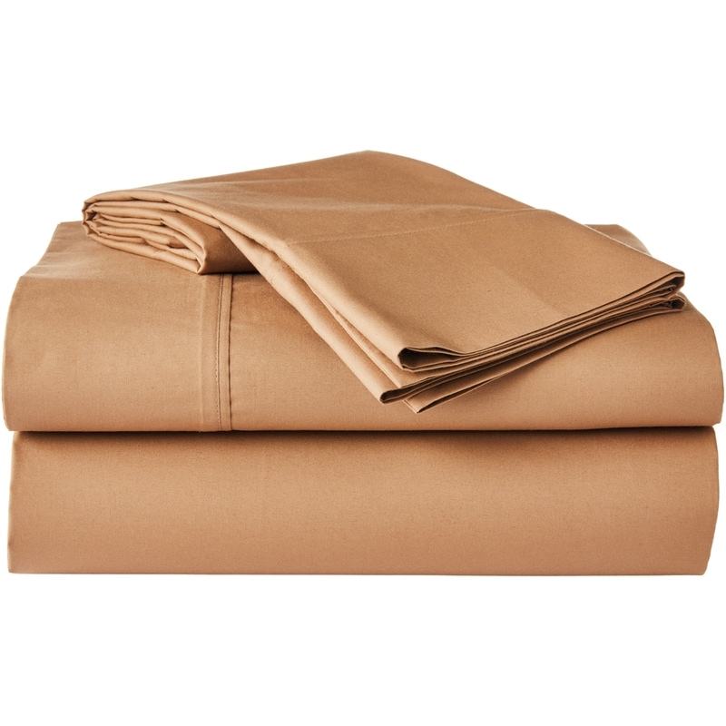 Queen Percale Cotton Sheet 4 Piece Set - Hazelnut
