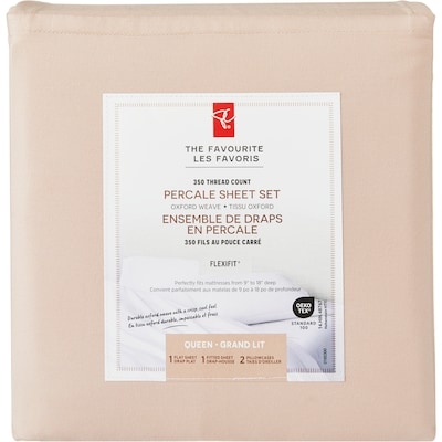 President's Choice Queen Percale Cotton Sheet 4 Piece Set - Blush 1 ea, $70.00/1ea