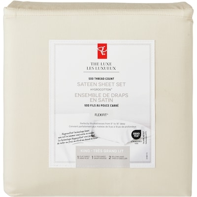 le Choix du Président Ensemble de draps 4 pièces en satin HygrocottonMD pour très grand lit – ivoire 1 ea, 90,00 $/1ch