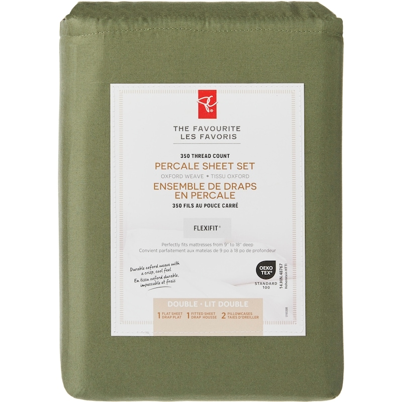 Double Percale Cotton Sheet 4 Piece Set