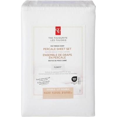 President's Choice Double Percale Cotton Sheet 4 Piece Set 1 ea, $60.00/1ea