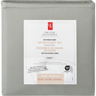 le Choix du Président Ensemble de draps 4 pièces en satin HygrocottonMD pour grand lit – genévrier 1 ea, 80,00 $/1ch