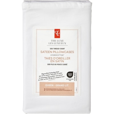 le Choix du Président Ensemble de taies d’oreiller 2 pièces en satin HygrocottonMD pour grand lit 1 ea, 15,00 $/1ch