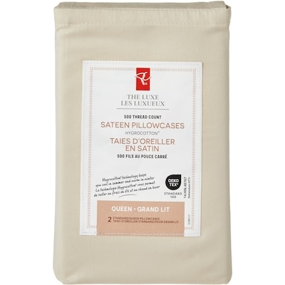 le Choix du Président Ensemble de taies d’oreiller 2 pièces en satin HygrocottonMD pour grand lit 1 ea, 15,00 $/1ch