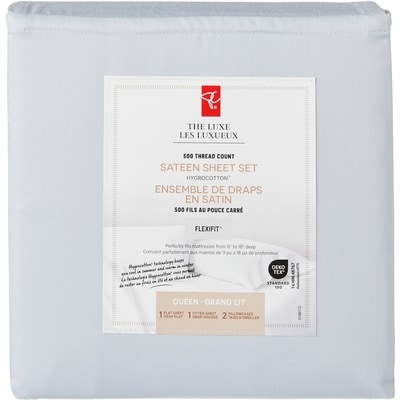 le Choix du Président Ensemble de draps 4 pièces en satin HygrocottonMD pour grand lit – bleu ciel 1 ea, 80,00 $/1ch