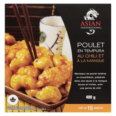 Poulet en tempura au chili et à la mangue