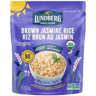 Lundberg Riz brun au jasmin certifié biologique régénératif prêt en 90 secondes 226.8 g, 2,42 $/100ml