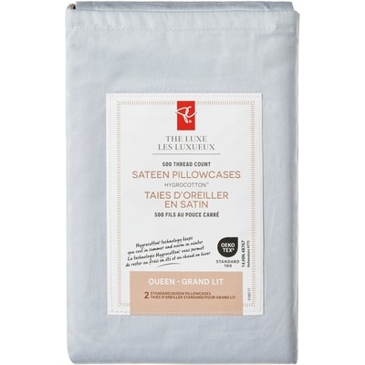 le Choix du Président Ensemble de taies d’oreiller 2 pièces en satin HygrocottonMD pour grand lit 1 ea, 15,00 $/1ch