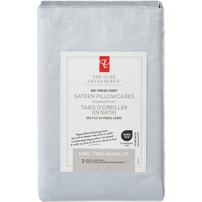 le Choix du Président Ensemble de taies d’oreiller 2 pièces en satin HygrocottonMD pour très grand lit 1 ea, 18,00 $/1ch