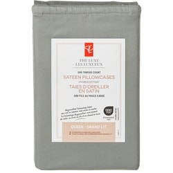 le Choix du Président Ensemble de taies d’oreiller 2 pièces en satin HygrocottonMD pour grand lit 1 ea, 15,00 $/1ch