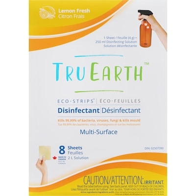 Tru Earth Désinfectant nettoyant multi-usages éco-feuilles désinfectant citron frais 8 ea, 1,44 $/1ch