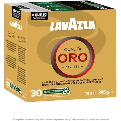 Lavazza Capsules K-Cup de café Qualità Oro, torréfaction moyenne,  30 unités 345 g, 10,72 $/100g
