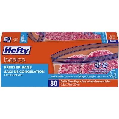 Hefty Freezer Large Bags 80 ea, $0.15/1ea