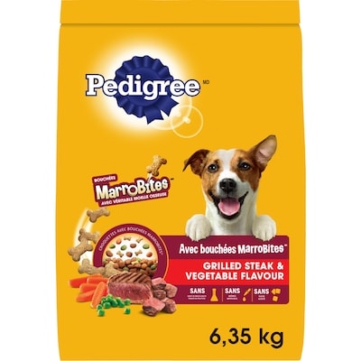 Pedigree Nourriture sèche pour chiens adultes avec bouchées Marrobites saveur de bifteck grillé et de légumes 6.41 kg, 0,43 $/100g