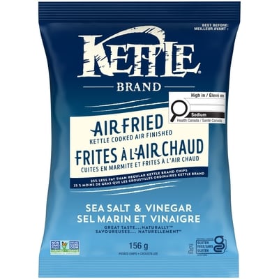 Kettle Potato Chips, Air Fried Sea Salt and Vinegar Kettle Chips 156 g, $2.24/100g