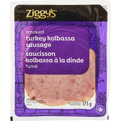 Ziggy's Smoked Turkey Kolbassa Sausage Slices 175 g, $2.00/100g