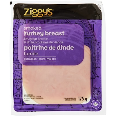 Ziggy’s Poitrine de dinde fumée, en tranches 175 g, 2,29 $/100g
