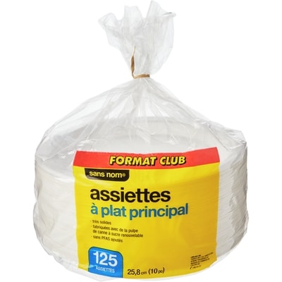 Sans Nom Assiettes à repas principal, emballage format Club de 125 125 ea, 0,16 $/1ch
