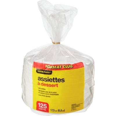 Sans Nom Assiettes à dessert, emballage format Club de 125 1 ea, 15,49 $/1ch